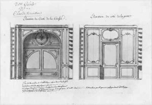 Plan and Elevation of the decoration of the library of Madame Adelaide