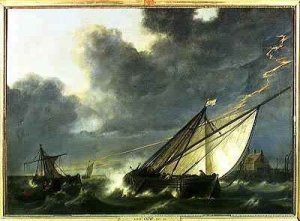Boats in the Estuary of Holland Diep in a Storm