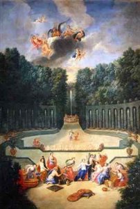 The Groves of Versailles View of the Amphitheatre and the Water theatre with Venus surrounded by the hours in the presence of Uranus