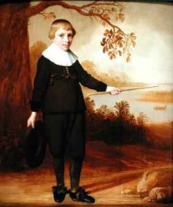 Portrait of a Seven year old Boy in a River Landscape