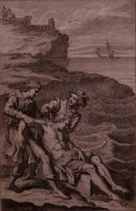 The shepherds Strephon and Klaius rescuing Musidorus from drowning