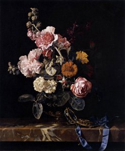 Vase Of Flowers With Pocket Watch 1656