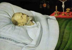 Antoine de Henin, Bishop of Ypres, on his death bed