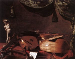 Still Life With Musical Instruments And A Small Classical Statue 1645