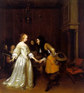 An Officer Making his Bow to a Lady 1662