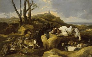 Spaniels Stalking Rabbits in the Dunes 1658