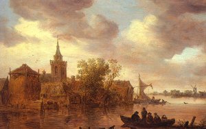 A Church and a Farm on the Bank of a River 1653