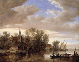 River Landscape with a Cattle-Ferry 1654