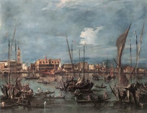 The Molo and the Riva degli Schiavoni from the Bacino di San Marco  1760-65