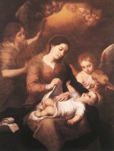 Mary and Child with Angels Playing Music 1675