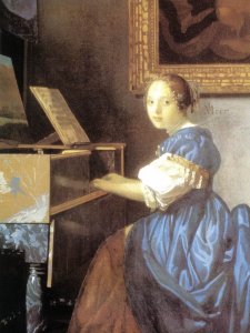 Lady Seated at a Virginal (detail) c. 1673