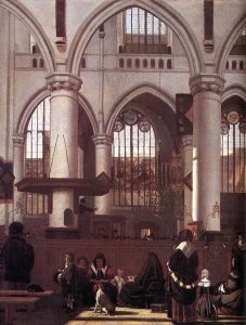 The Interior of the Oude Kerk, Amsterdam, during a Sermon 1658-59