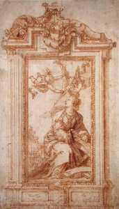 Architectural Design with Female Figure and Putti