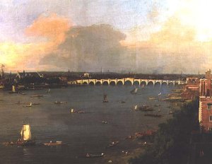 View of the Thames and Westminster Bridge, detail of the bridge, c.1746-47 (detail-2)