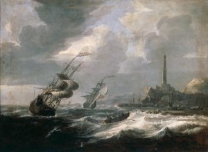 Seascape with lighthouse of Genoa