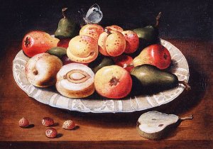 Still life of fruit in a Wan-Li porcelain dish