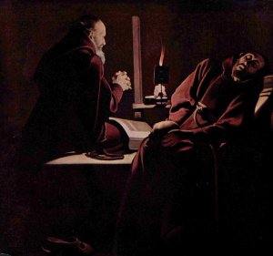 The Ecstasy of St. Francis, A Monk at Prayer with a Dying Monk, 1640-45